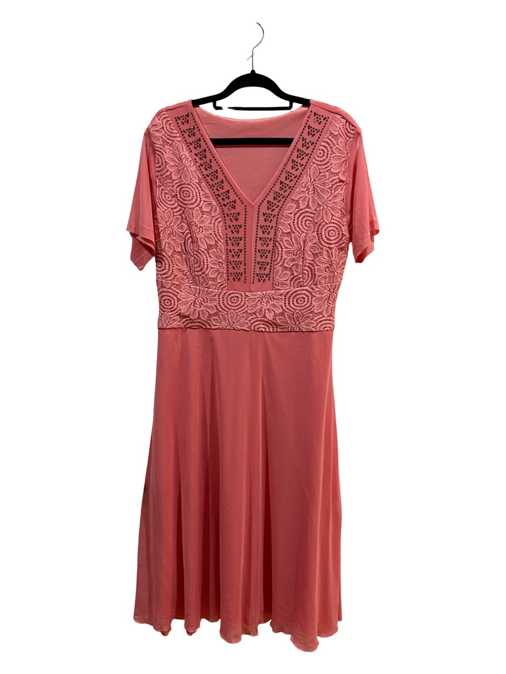 🏡 Lace V-Neck Dress - Coral - Size XXL